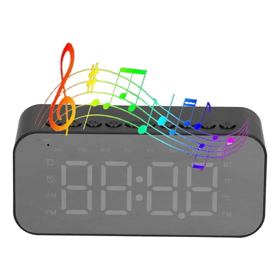 Radio Reloj Despertador Digital Led Espejo Altavoz Bluetooth