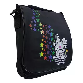 Mochila Portafolio Messenger Escolar Niña Happy Bunny 16780 Color Negro