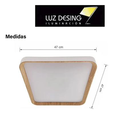 Plafón Led Cuadrado 45w Blanco Y Madera Luz Desing Blanco/madera