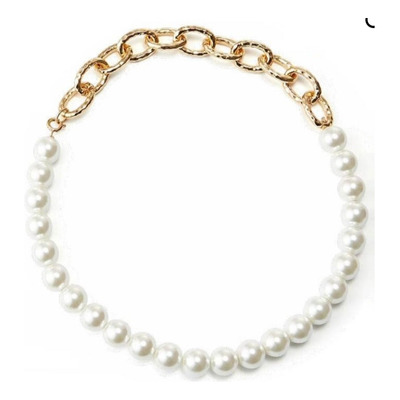 Collar Express Pearl De Perlas Y Cadena Dorada