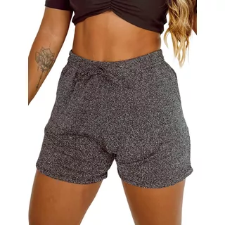 Short Feminino Lurex Brilho Brilhante Cordão Blogueiras     