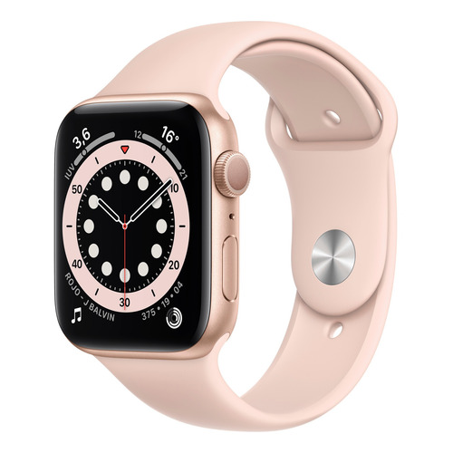 Apple Watch  Series 6 (GPS) - Caja de aluminio oro de 44 mm - Correa deportiva rosa arena