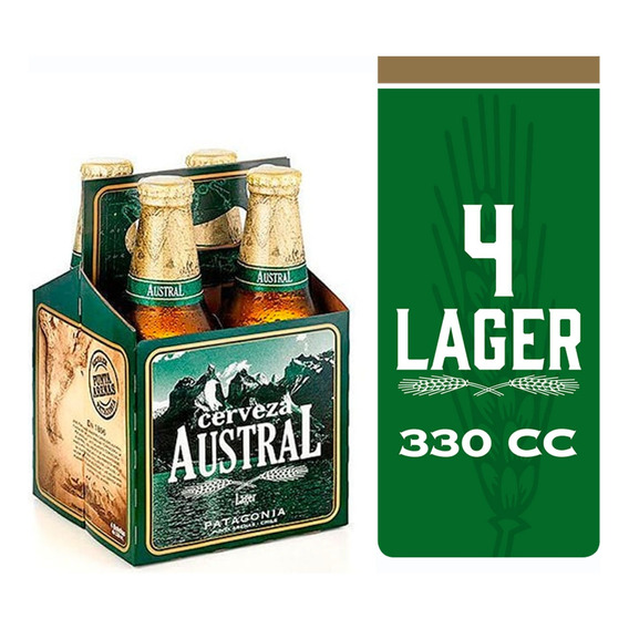 Pack 4 Cerveza Austral Lager Botella 330cc