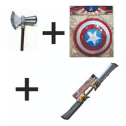 Escudo América + Hacha Thor + Espada Thanos. Dinos