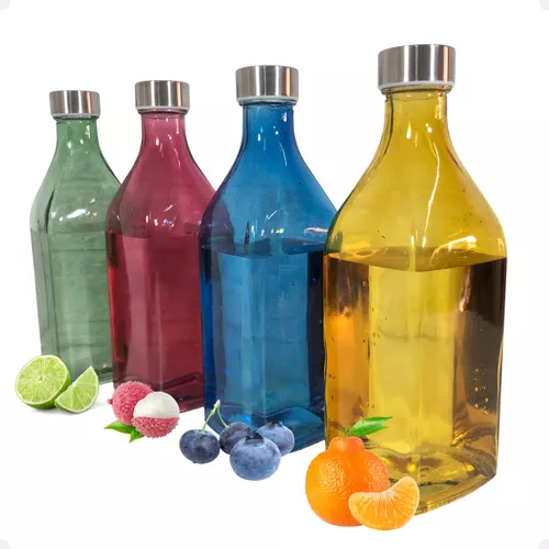 Botella cristal color con tapon 1 litro