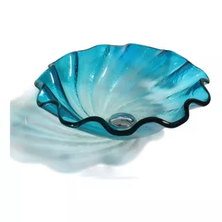 Cuba Vidro Evier Glass Shell Azul Banheiro Flower Murano