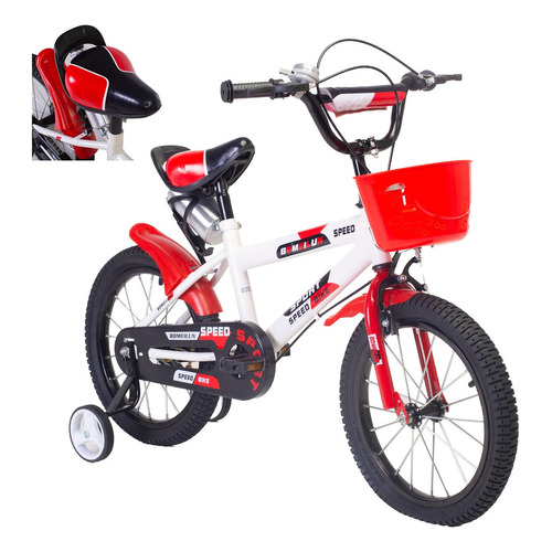 Bicicleta Entrenadora Para Niños Aeiou Qk-11 Con Campana R12 Color Rojo Tamaño Del Cuadro 12