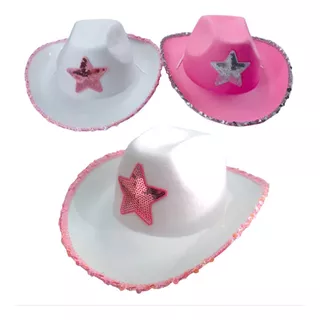 Gorro Sombrero Cowboy Con Estrella Glitter - Promo X 6 Un