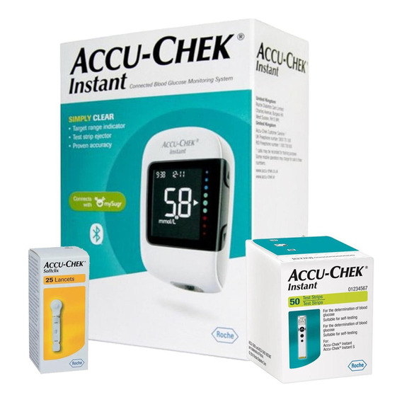 Pack Glucometro Accu-chek® Instant + 50 Tiras + 35 Lancetas