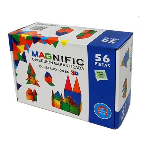 Magnific Bloques Magnéticos KBM-56ARU Bloque Educativo Didactico Tiles 56 Piezas