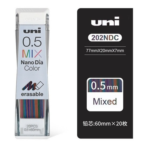 Puntillas 0.5 Color Mix Uni Nano Dia Dibujo Borrables