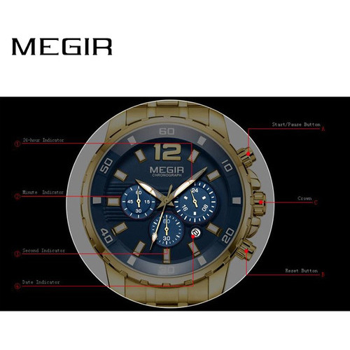 Reloj Megir 2068 Plateado Color del fondo Negro