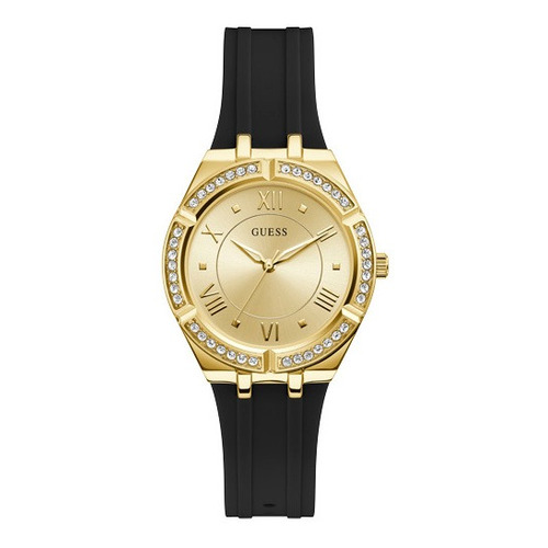 Reloj Guess Gw0034l1 Mujer Cosmo Color de la malla Negro Color del bisel Dorado Color del fondo Dorado