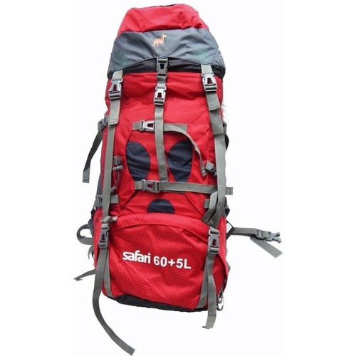 Mochila De Camping Safari Trekking Viaje Bp65 Ripstop 65lts Color Rojo Diseño de la tela Liso