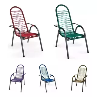 5 Cadeiras De Fio Pvc Cordinha Descanso Espaguete Coloridas