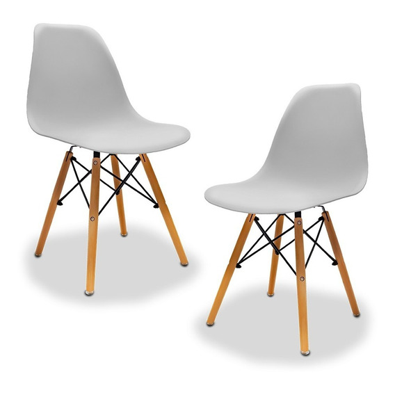 Set De 2 Sillas De Comedor Estilo Moderno Minimalista Color de la estructura de la silla Gris