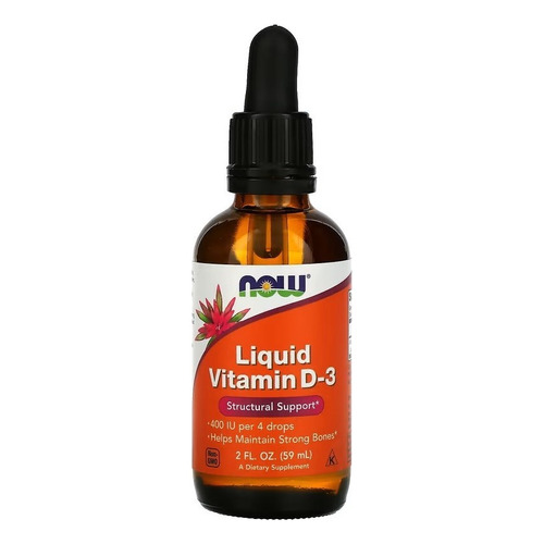 Now Foods Vitamina Líquida D-3, 10 Mcg (400 Ui), 2 Fl Oz Sin sabor