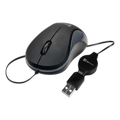 Mouse Retráctil Usb C/cable 1600dpi Klipxtreme Kmo-113 Negro