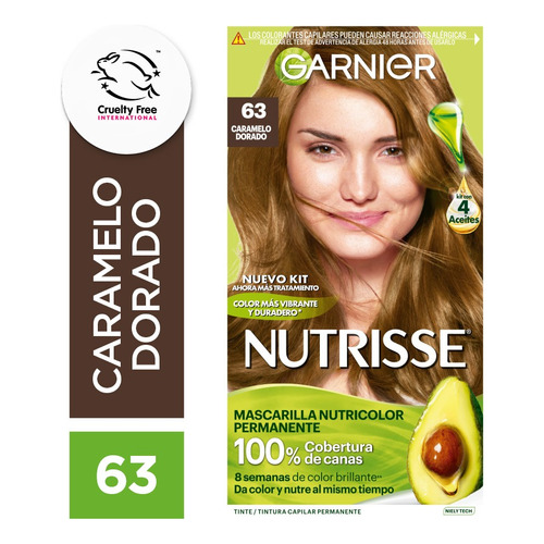 Kit De Tintura Permanente Nutrisse De Garnier Tono Tono 63 Caramelo Dorado