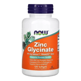 Glicinato De Zinco Now Foods Importado Zinc Glycinate 120 C Sabor Sem Sabor
