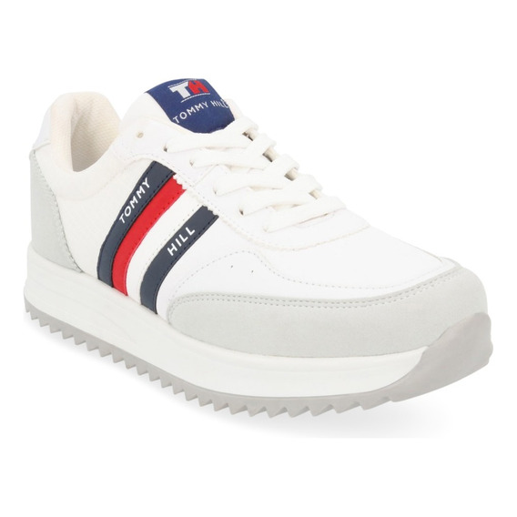 Tenis Sneakers Dama Tommy Hill Cintas Blanco 607-56