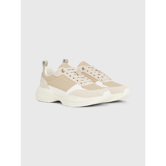 Zapatillas Running Essent. Cuero Mujer Tommy Hilfiger Beige