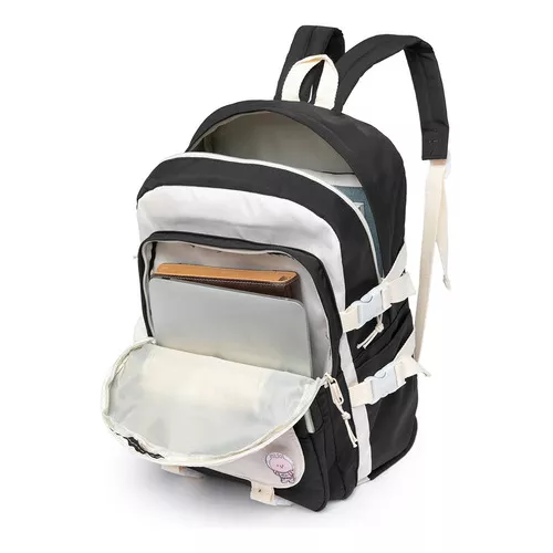 Mochila Spector Feminina Escolar Reforçada Espaçosa - Off white+