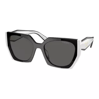 Óculos Prada Spr15w Preto/branco 09q-5s0 54mm Cor Da Haste Branco Cor Da Lente Cinza-escuro Desenho Retangular