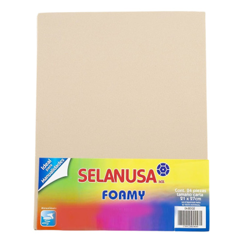 Foamy Tamaño Carta Liso 24 Pzas Manualidad Selanusa Color Beige