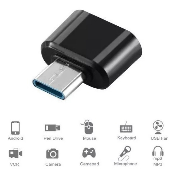 Convertidor Otg Macho A Hembra Tipo C A Usb Alta Velocidad Color Negro