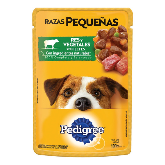 Sobres Pedigree 24 unidades perro adulto res y vegetales 100g cada uno