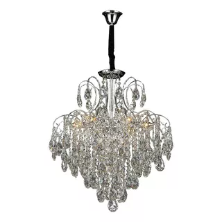 Lustre Pendente Clássico Sindora Dcd00442 55cm Cristal E14x4 Cor Prateado Bivolt