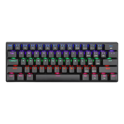 Teclado gamer T-Dagger Arena T-TGK321 QWERTY inglés US color negro con luz rainbow