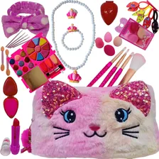 Kit De Maquiagem Infantil Oculos Batom Sombra Pincel Brilho.