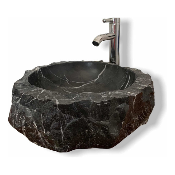 Lavabo de baño Airam Home Orrnm40 negro monterrey pulido rocoso  12cm de alto 40cm de diámetro