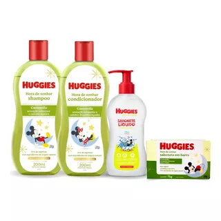 Kit Banho Huggies Camomila Shampoo + Cond + Sab Líq E Barra