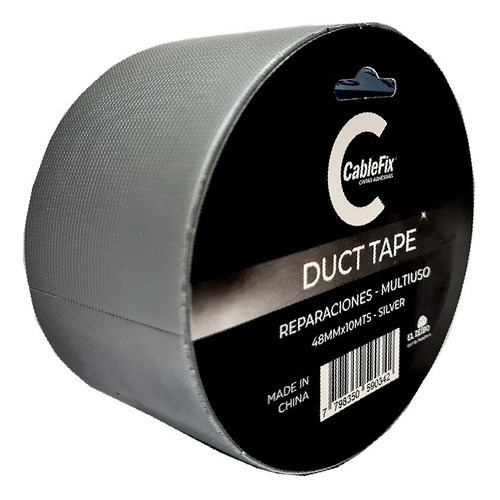 Cinta Duct Tape 48mm X 10m Para Caños Color Plateado