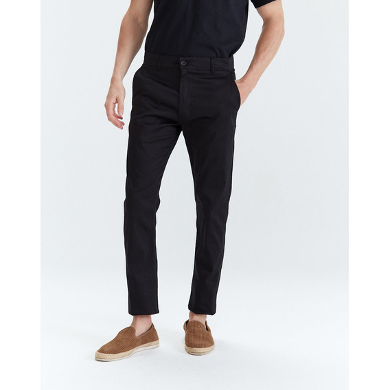 Pantalón Chino Sidney, Gabardina, Negro, Equus