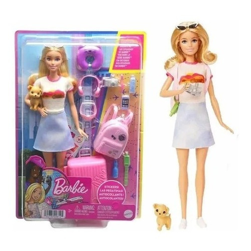 Barbie Muñeca Viajera para niñas de 3 años en adelante