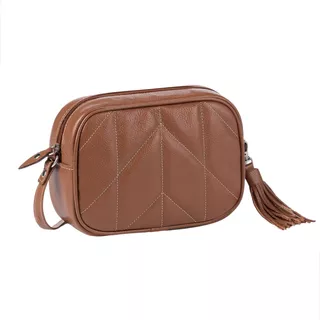 Bolsa Tiracolo Feminina Couro Legítimo Francine Black Friday Acambamento Dos Ferragens Níquel Cor Caramelo Cor Da Correia De Ombro Caramelo Desenho Do Tecido Liso