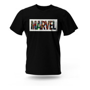Camiseta Logo Universo Marvel Com Personagens - Algodão