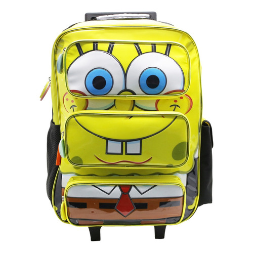 Mochila Escolar Bob Esponja Friend Con Carro Color Amarillo Diseño De La Tela Liso