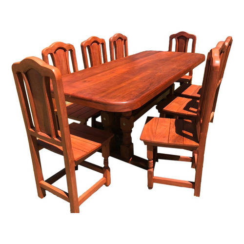 Juego de comedor La Calandria La Calandria Tradicional color marrón con 8 sillas mesa de 200cm de largo máximo x 90cm de ancho x 78cm de alto