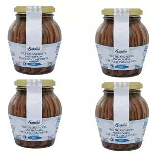 Kit 04 Un Filé De Anchova Di Salerno Em Óleo Comestível 360g