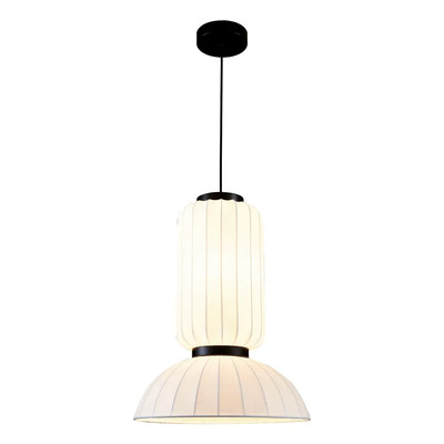 Colgante Olimpo 2 Diseño Moderno Tela Deco 45cm Apto Led E27 Blanco