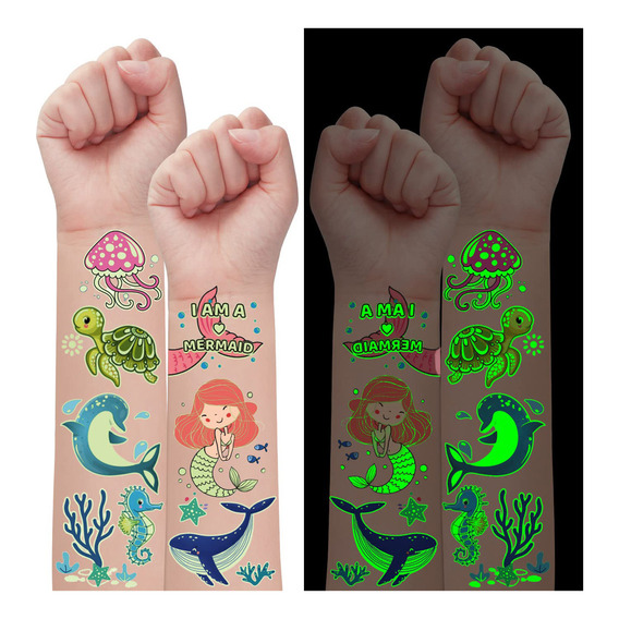 15 Hojas Tatuajes Temporales Que Brillan Regalos Para Niños