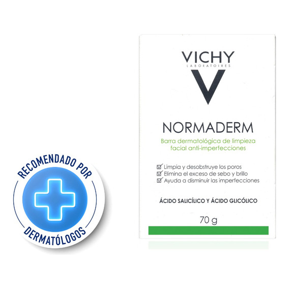 Normaderm Barra Dermatológica De Limpieza Facial 70g Vichy