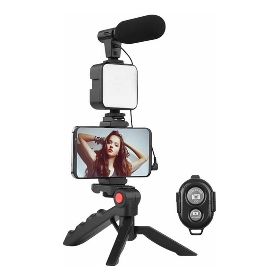 Kit Tripode Con Led Microfono Para Video Streaming Control