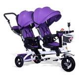 Triciclo Doble Para Niños Con Asiento Giratorio Y Sombrilla.