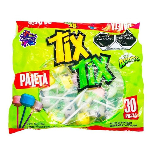 Paleta Sonric´s Tix Tix Sabor Acido 30 Pzas Dulce Mexicano